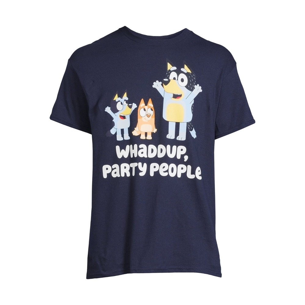 Bluey New Mens T-Shirt  Bandit Bingo Bluey Whaddup, Party‎ People Navy Small